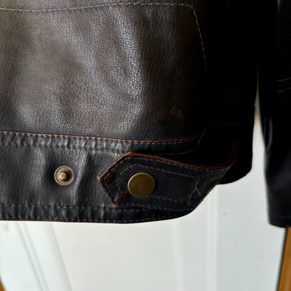Vintage Faux Leather Motorcycle Jacket | Black Bomber Jacket | Vegan Leather - Picture 7 of 16